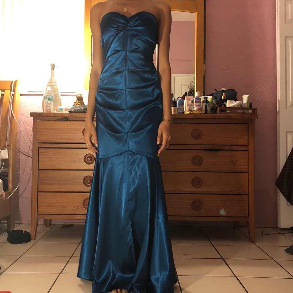 Royal blue silk mermaid dress